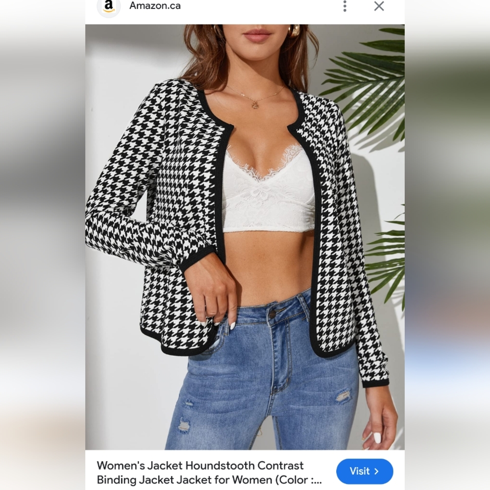 Open Front Houndstooth Jacket - image 8